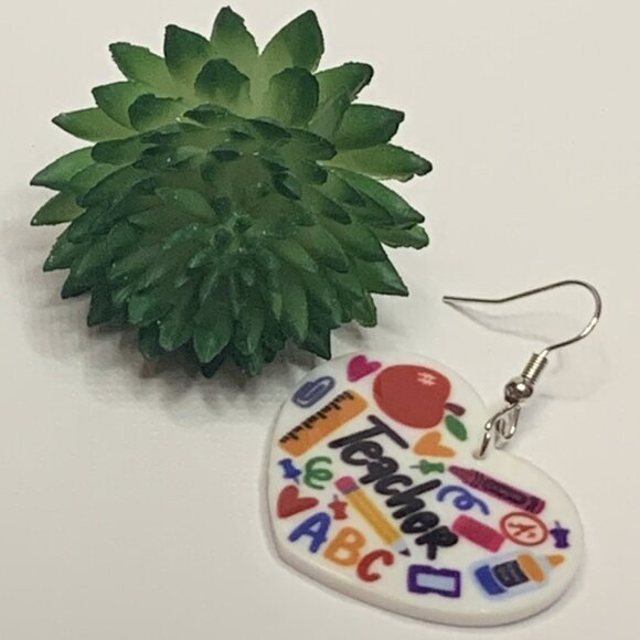 Teacher Earring, Teacher Appreciation, Educator Earring, Gift Idea, School - Picture 3 of 4